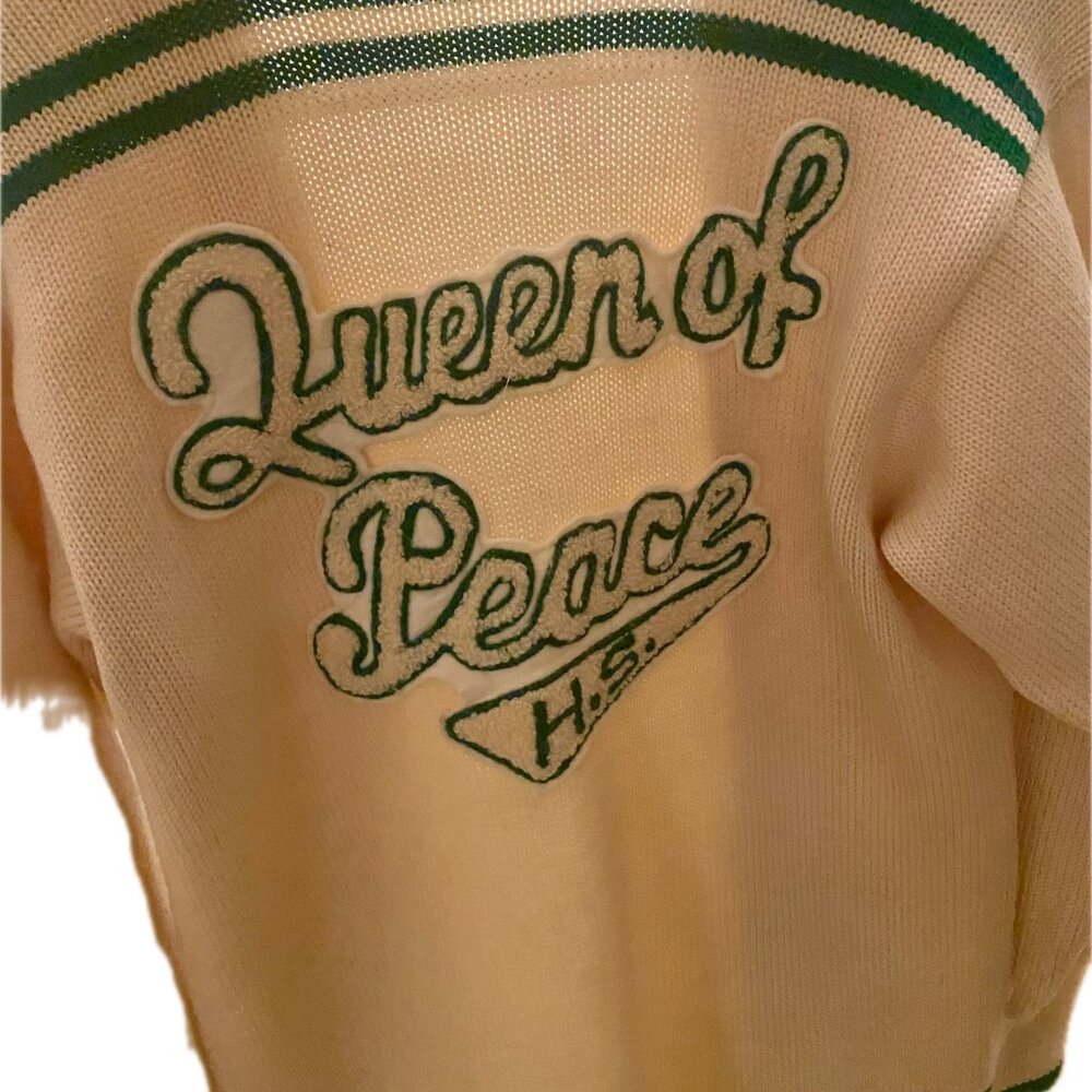 Vintage 50’s Queen of Peace Wool Cardigan Varisty Ivory/Cream Green
